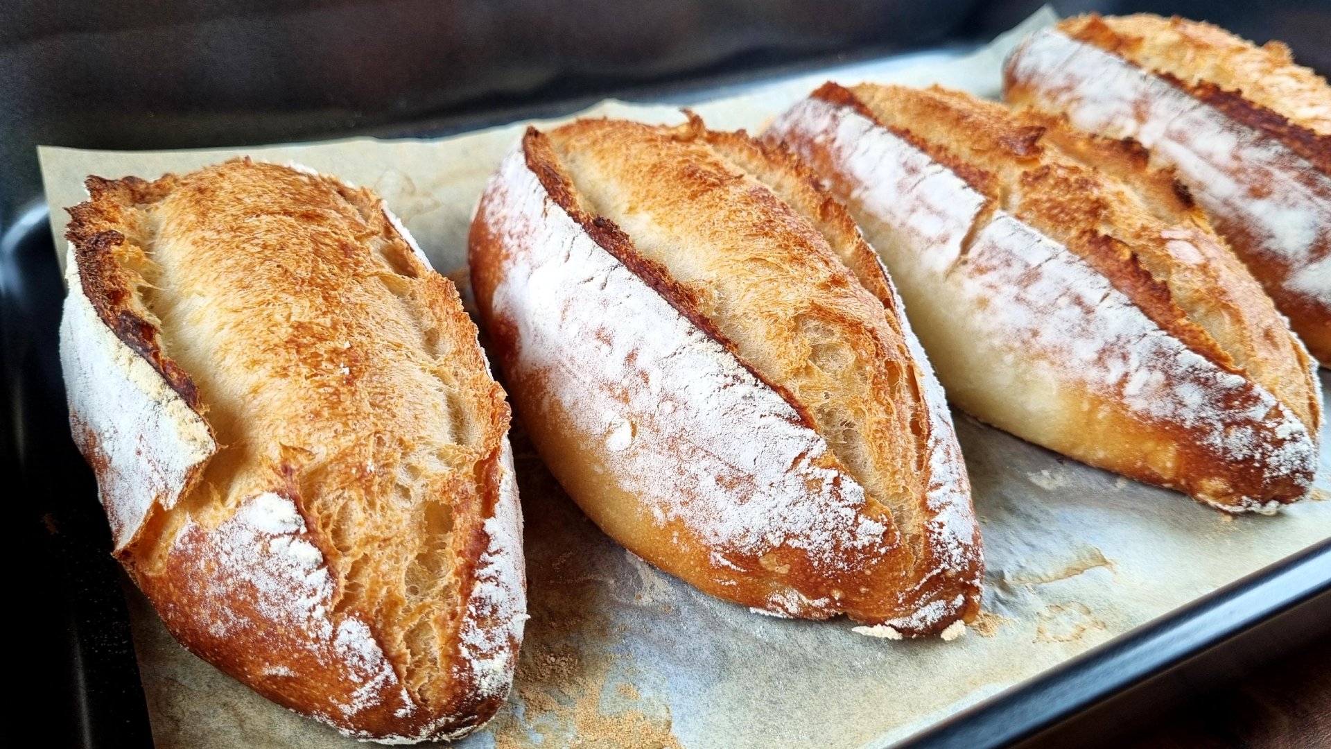 Fresh baked artisan bread from Food Language YouTube channel recipes