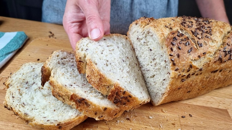 Flaxseed Sandwich Bread - Thin Crispy Crust, Soft as a Feather